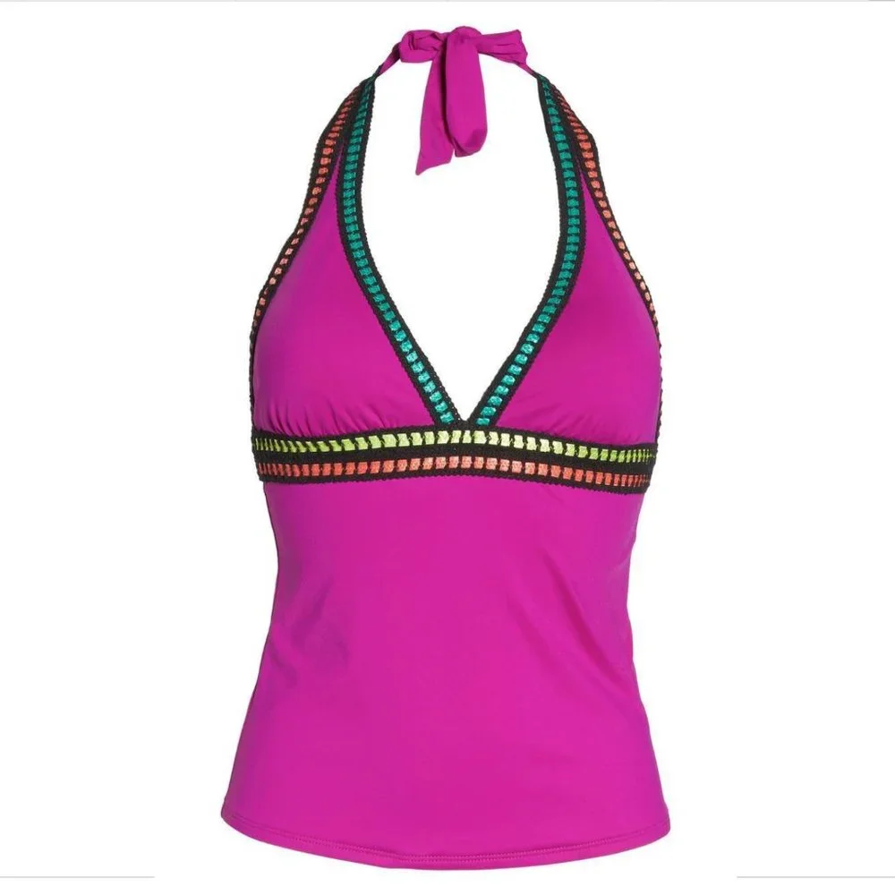 NWT La Blanca Threading Along Tankini Top in Magenta [SZ 4 US ]‎